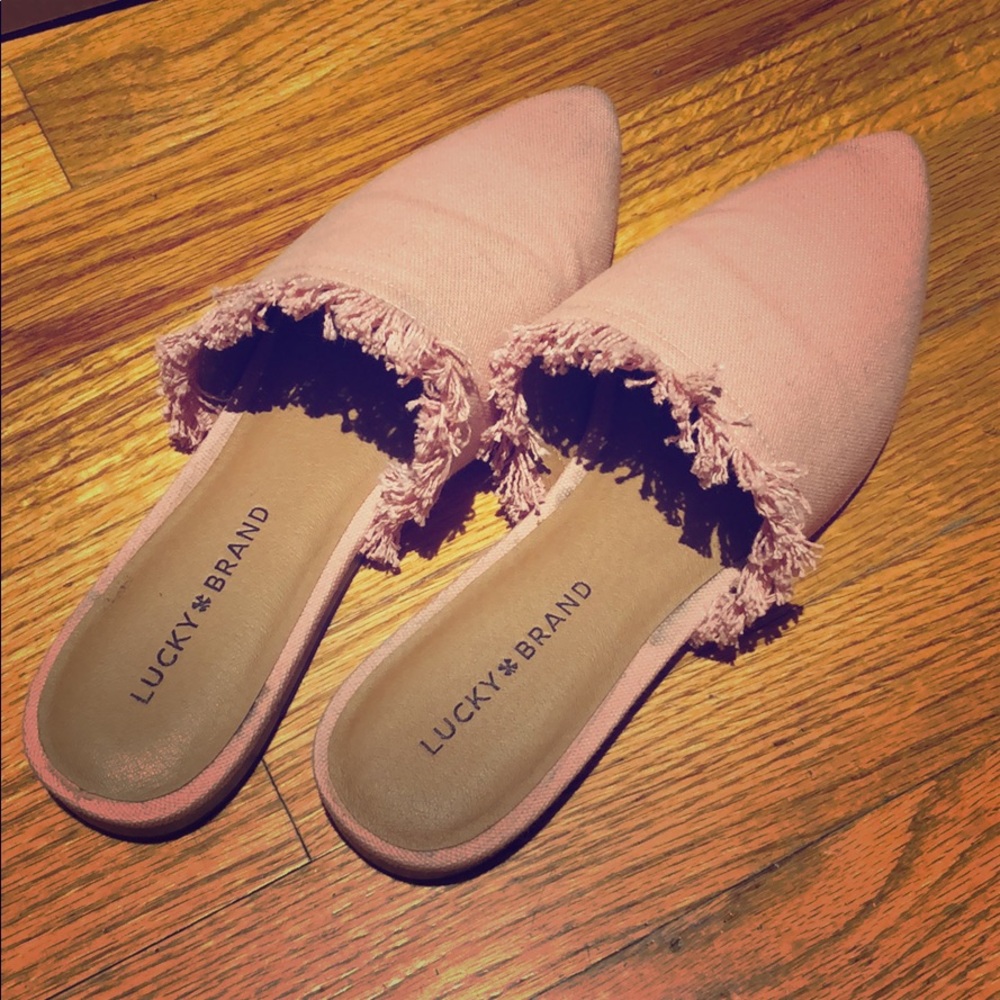 Lucky Brand Pink Fringe Mules